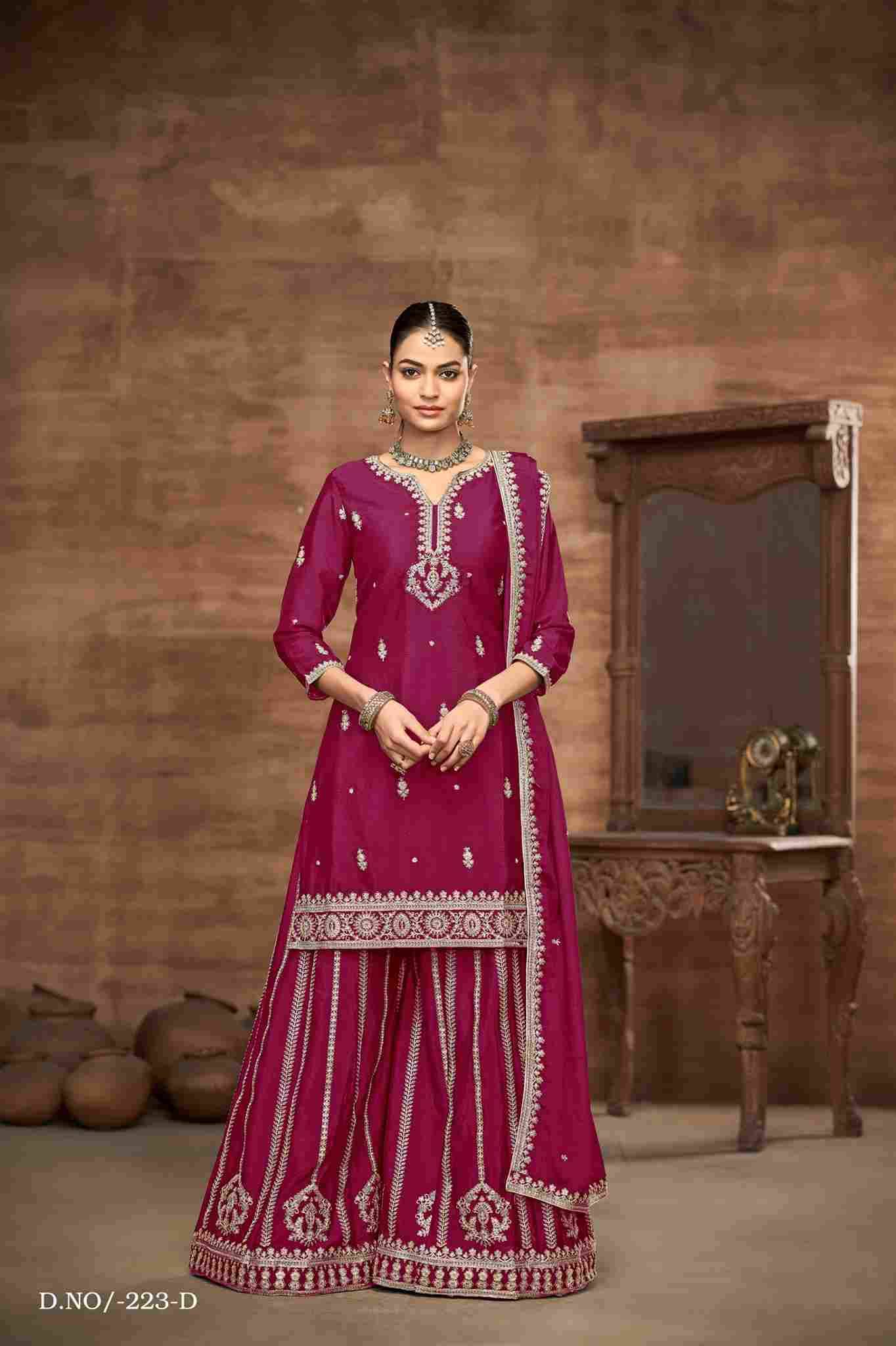 Aanaya Vol-223 By Twisha 223-A To 223-D Series Designer Sharara Suits Collection Beautiful Stylish Fancy Colorful Party Wear & Occasional Wear Chinnon Dresses At Wholesale Price