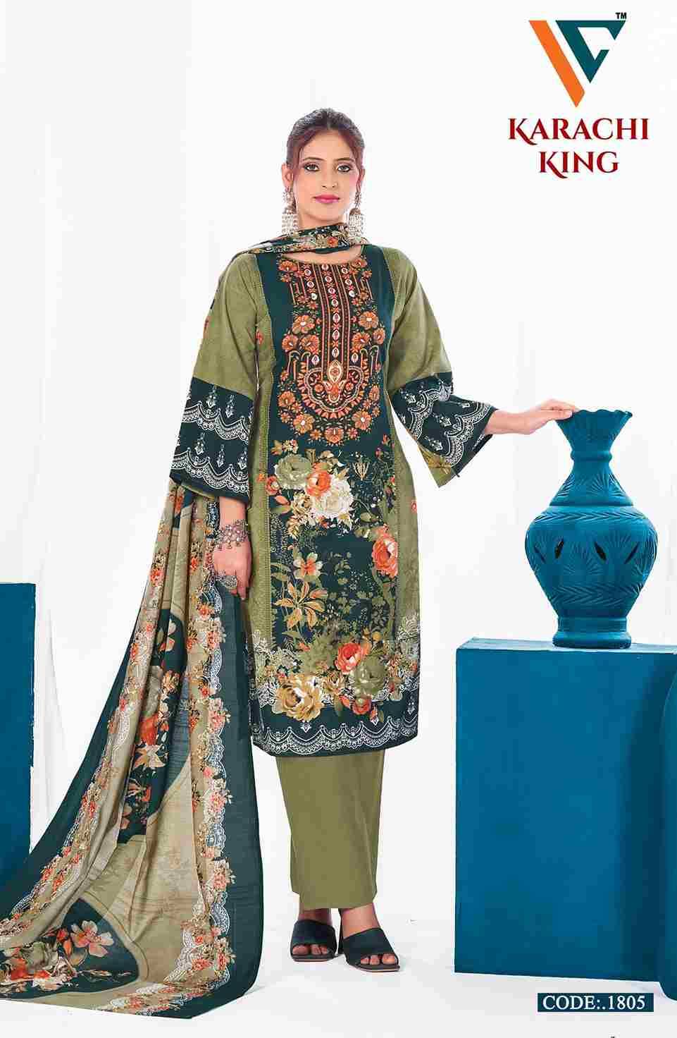 Karachi King Vol-18 By Vandana Creation 1801 To 1808 Series Beautiful Festive Suits Stylish Fancy Colorful Casual Wear & Ethnic Wear Cotton Print Dresses At Wholesale Price