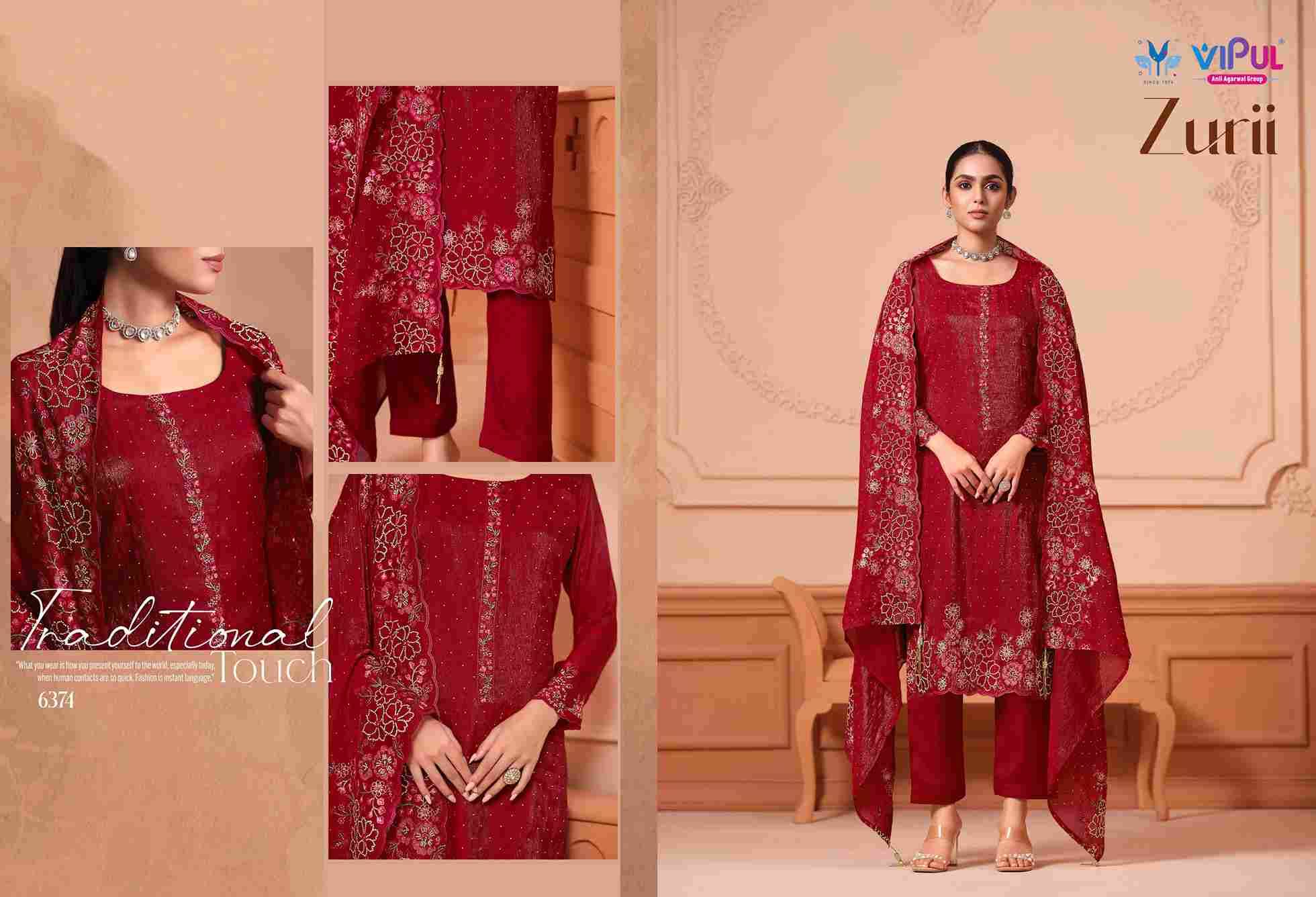 Zurii By Vipul Fashion 6371 To 6376 Series Designer Festive Suits Beautiful Fancy Stylish Colorful Party Wear & Occasional Wear Martini Gold with Embroidered Dresses At Wholesale Price