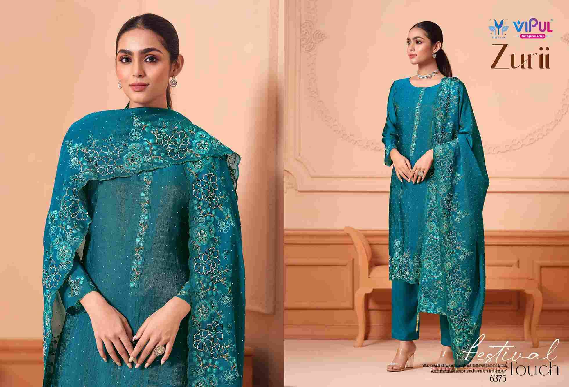 Zurii By Vipul Fashion 6371 To 6376 Series Designer Festive Suits Beautiful Fancy Stylish Colorful Party Wear & Occasional Wear Martini Gold with Embroidered Dresses At Wholesale Price