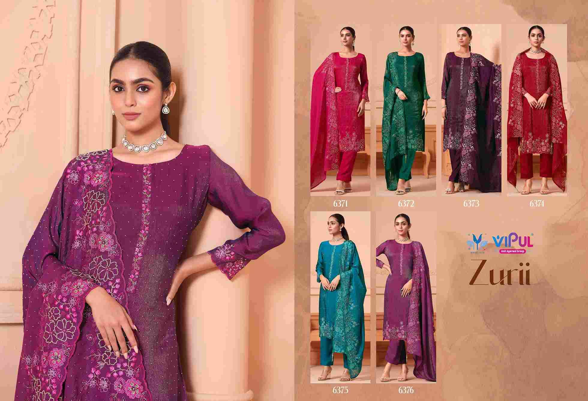 Zurii By Vipul Fashion 6371 To 6376 Series Designer Festive Suits Beautiful Fancy Stylish Colorful Party Wear & Occasional Wear Martini Gold with Embroidered Dresses At Wholesale Price