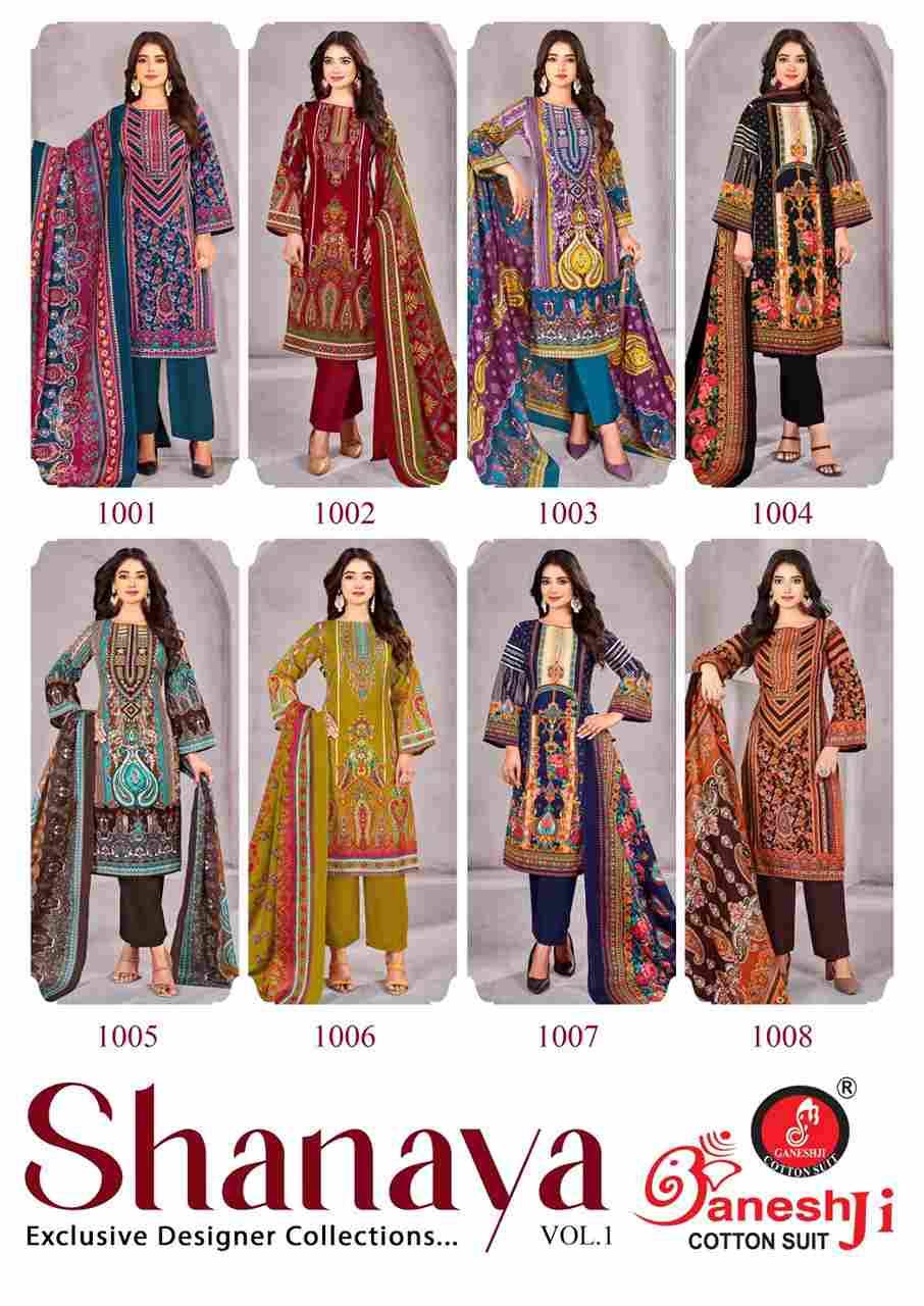 Shanaya Vol-1 By Ganeshji 1001 To 1008 Series Beautiful Festive Suits Stylish Fancy Colorful Casual Wear & Ethnic Wear Heavy Cotton Print Dresses At Wholesale Price