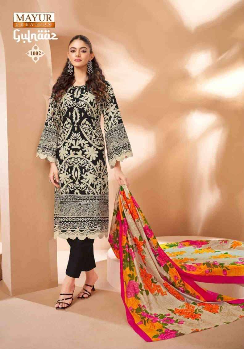 Gulnaaz Vol-1 By Mayur Creation 1001 To 1008 Series Beautiful Stylish Festive Suits Fancy Colorful Casual Wear & Ethnic Wear & Ready To Wear Cambric Print Dresses At Wholesale Price
