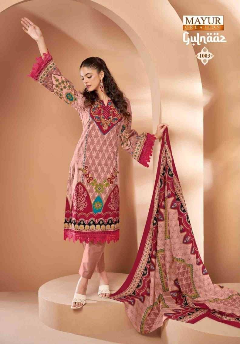 Gulnaaz Vol-1 By Mayur Creation 1001 To 1008 Series Beautiful Stylish Festive Suits Fancy Colorful Casual Wear & Ethnic Wear & Ready To Wear Cambric Print Dresses At Wholesale Price
