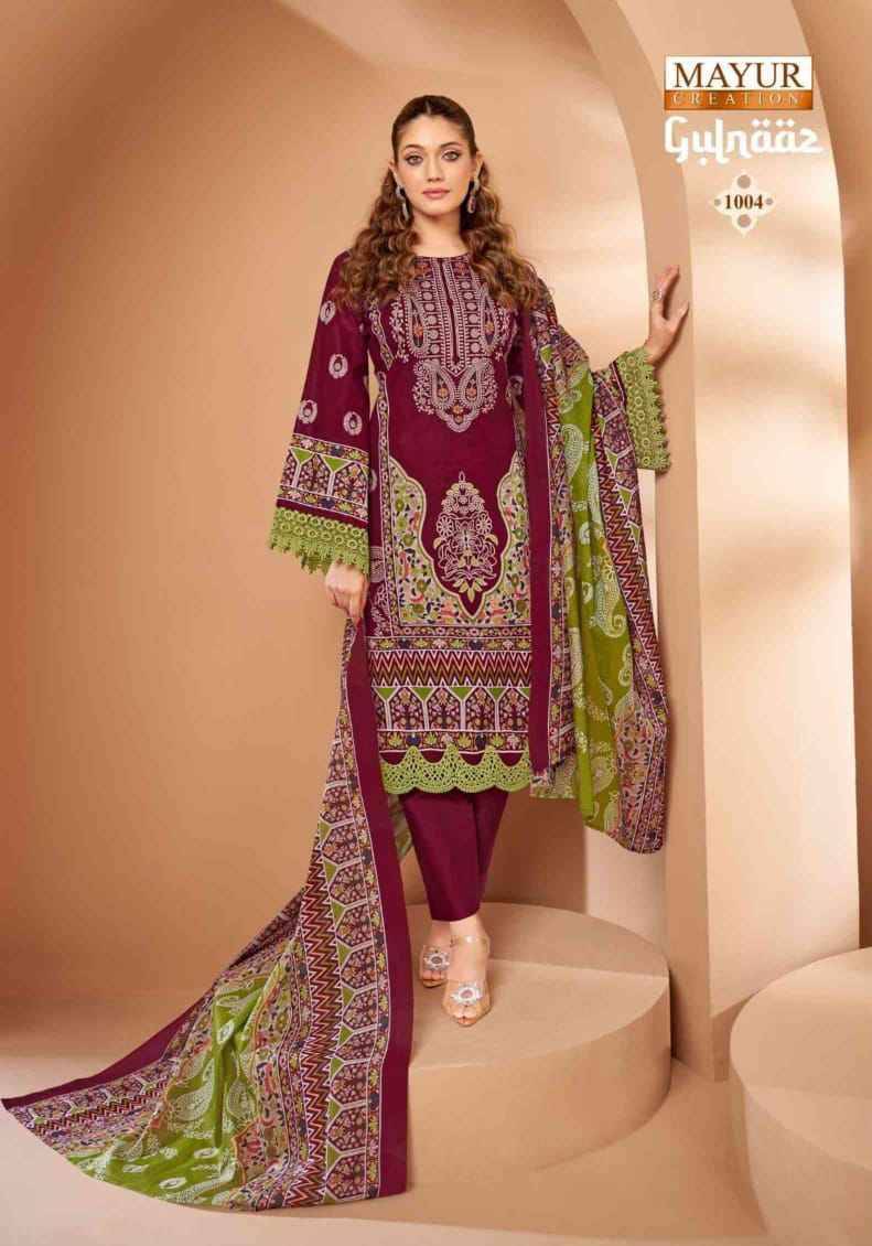 Gulnaaz Vol-1 By Mayur Creation 1001 To 1008 Series Beautiful Stylish Festive Suits Fancy Colorful Casual Wear & Ethnic Wear & Ready To Wear Cambric Print Dresses At Wholesale Price