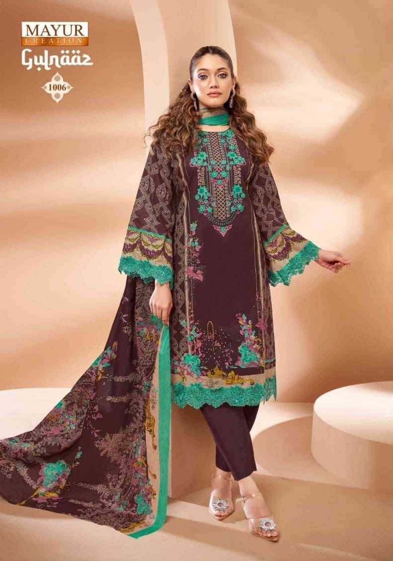 Gulnaaz Vol-1 By Mayur Creation 1001 To 1008 Series Beautiful Stylish Festive Suits Fancy Colorful Casual Wear & Ethnic Wear & Ready To Wear Cambric Print Dresses At Wholesale Price