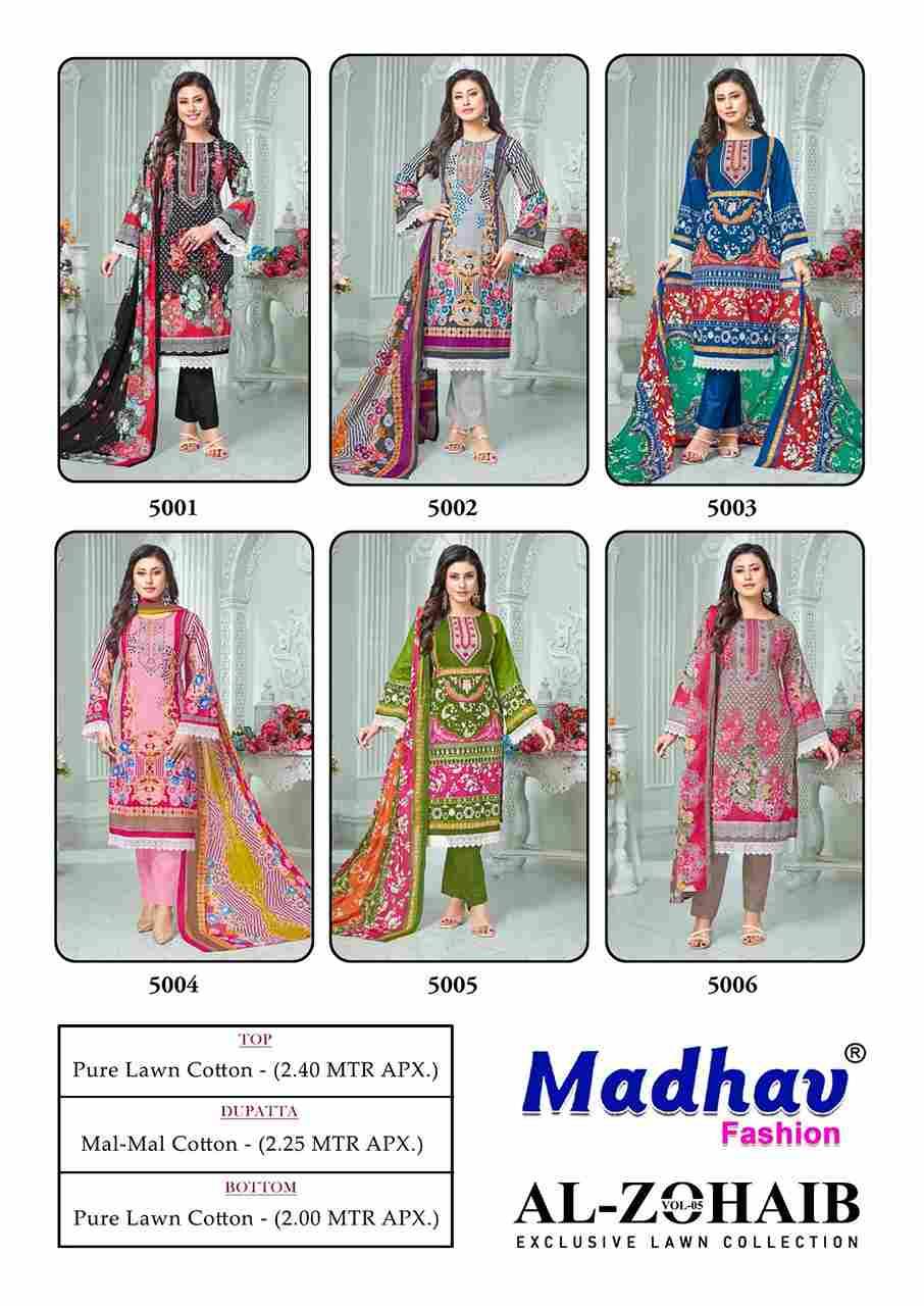 Al-Zohaib Vol-5 By Madhav Fashion 5001 To 5006 Series Beautiful Festive Suits Colorful Stylish Fancy Casual Wear & Ethnic Wear Pure Lawn Cotton Embroidered Dresses At Wholesale Price
