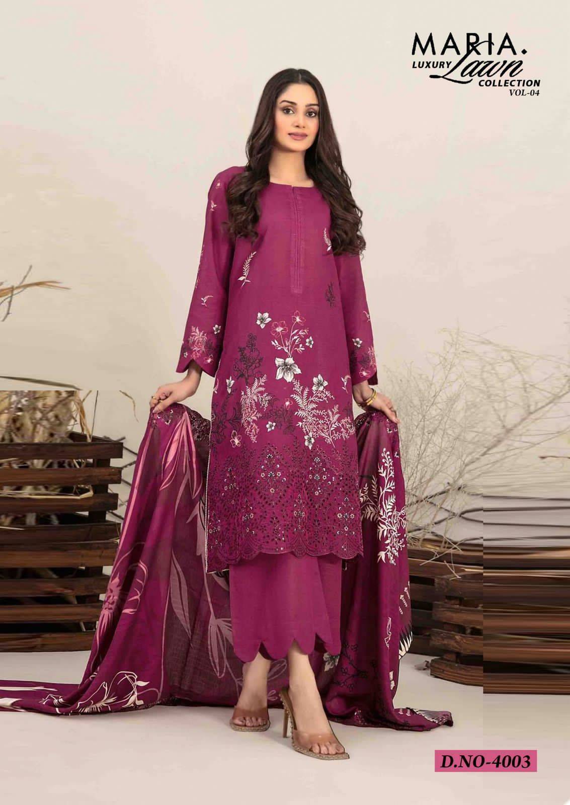 Maria.B. Luxury Lawn Collection Vol-4 By Miss World Choice 4001 To 4006 Series Beautiful Festive Suits Colorful Stylish Fancy Casual Wear & Ethnic Wear Pure Lawn Cotton Dresses At Wholesale Price