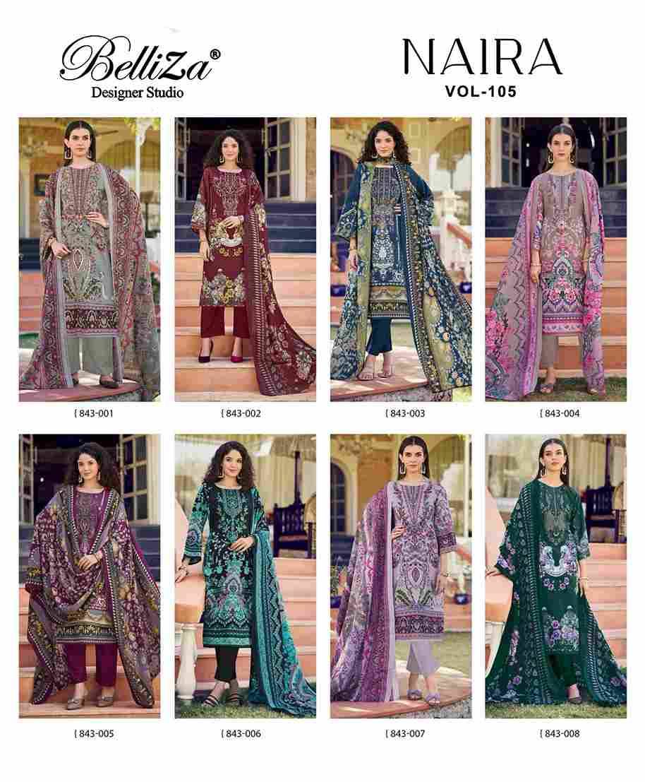 Naira Vol-105 By Belliza 843-001 To 843-008 Series Beautiful Festive Suits Stylish Fancy Colorful Casual Wear & Ethnic Wear Pure Cotton Print Dresses At Wholesale Price