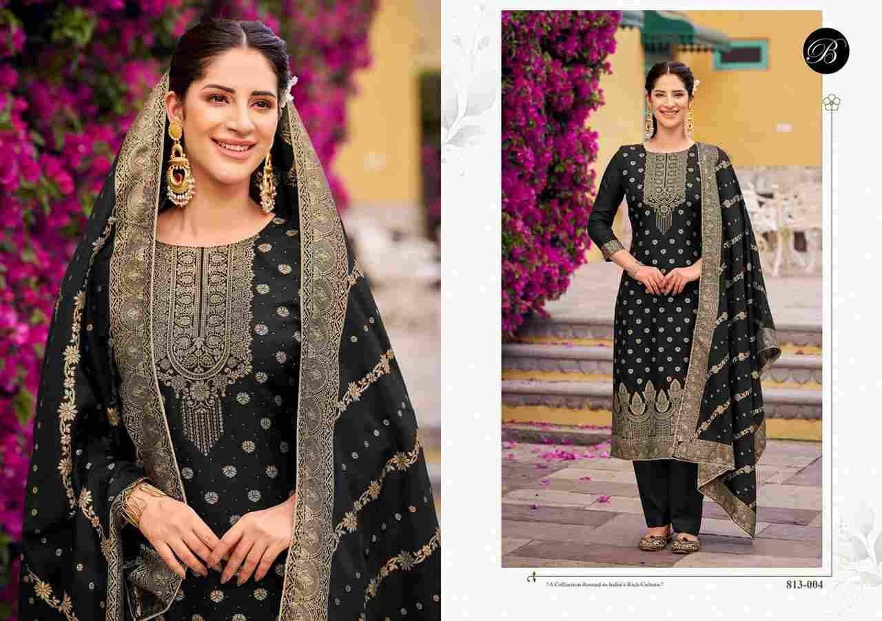 Zavira By Belliza 813-001 To 813-006 Series Beautiful Suits Colorful Stylish Fancy Casual Wear & Ethnic Wear Pure Viscose Dola Silk Jacquard Dresses At Wholesale Price