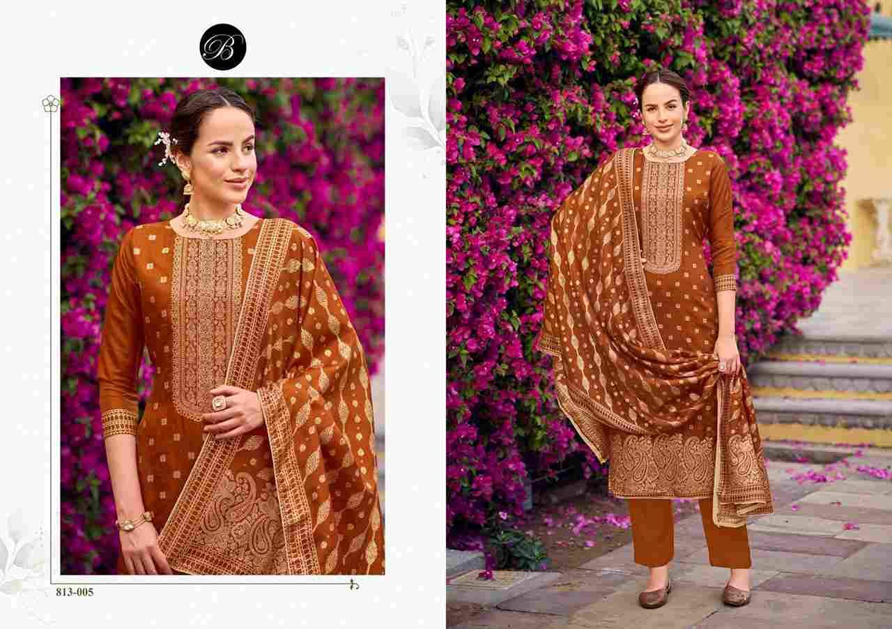 Zavira By Belliza 813-001 To 813-006 Series Beautiful Suits Colorful Stylish Fancy Casual Wear & Ethnic Wear Pure Viscose Dola Silk Jacquard Dresses At Wholesale Price