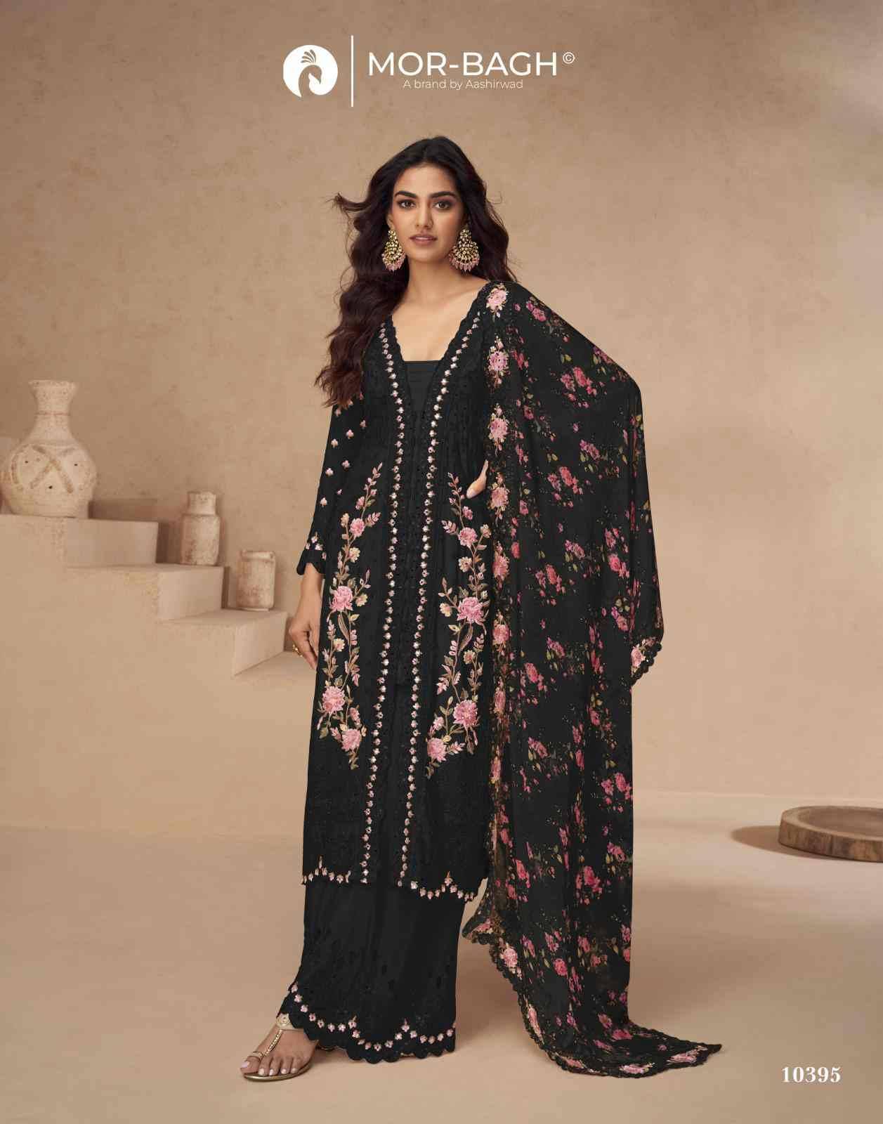Aarna Color Plus By Mor-Bagh 10394 To 10398 Series Beautiful Festive Suits Colorful Stylish Fancy Casual Wear & Ethnic Wear Chinnon Silk With Work Dresses At Wholesale Price