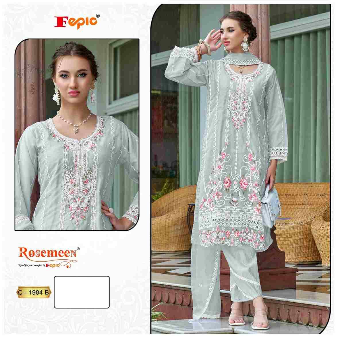 Fepic 1984 Colours By Fepic 1984-A To 1984-C Series Beautiful Pakistani Suits Colorful Stylish Fancy Casual Wear & Ethnic Wear Organza Embroidered Dresses At Wholesale Price