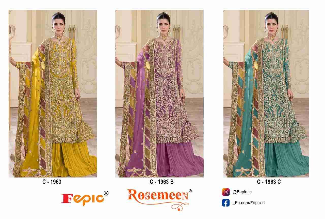Fepic 1963 Colours By Fepic 1963-A To 1963-C Series Beautiful Pakistani Suits Colorful Stylish Fancy Casual Wear & Ethnic Wear Organza Embroidered Dresses At Wholesale Price