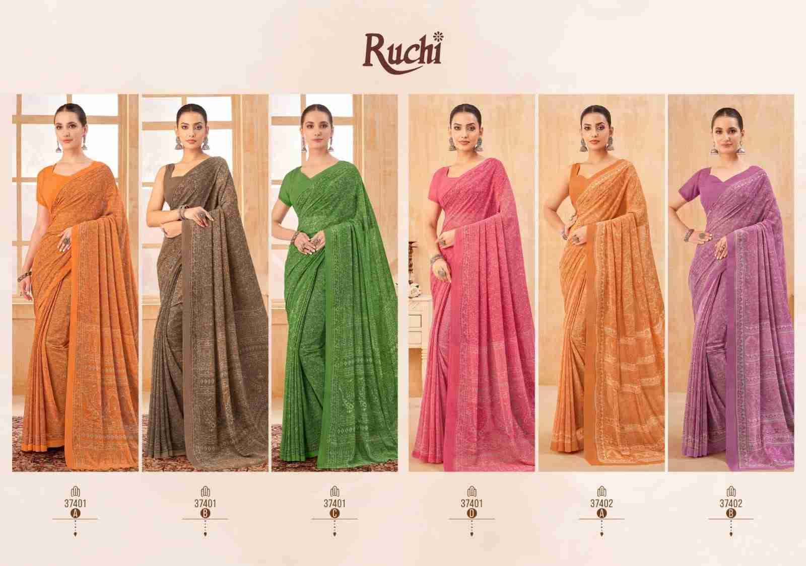 Ragaa By Ruchi Saree 37401-A To 37403-D Series Indian Traditional Wear Collection Beautiful Stylish Fancy Colorful Party Wear & Occasional Wear Georgette Sarees At Wholesale Price