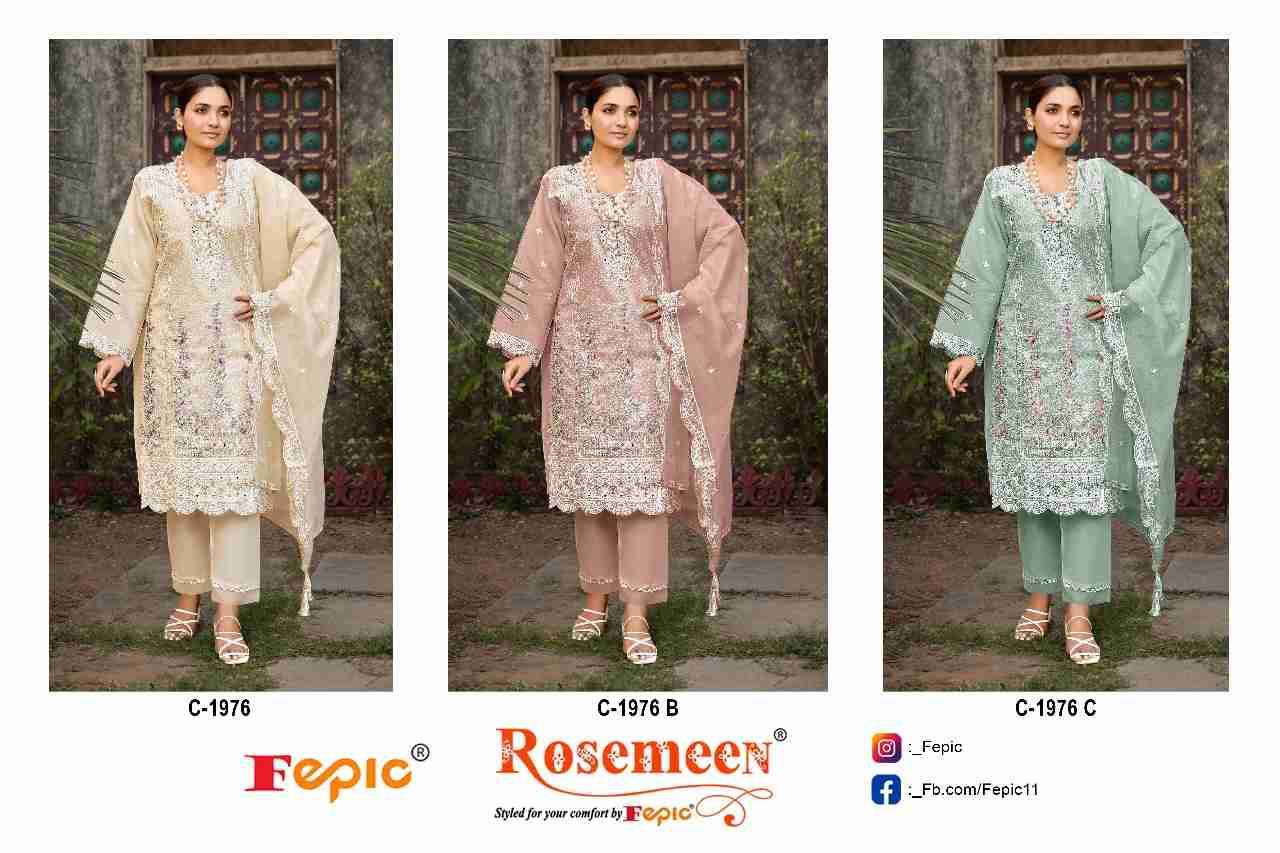 Fepic 1976 Colours By Fepic 1976-A To 1976-C Series Beautiful Pakistani Suits Stylish Fancy Colorful Party Wear & Occasional Wear Organza Embroidered Dresses At Wholesale Price