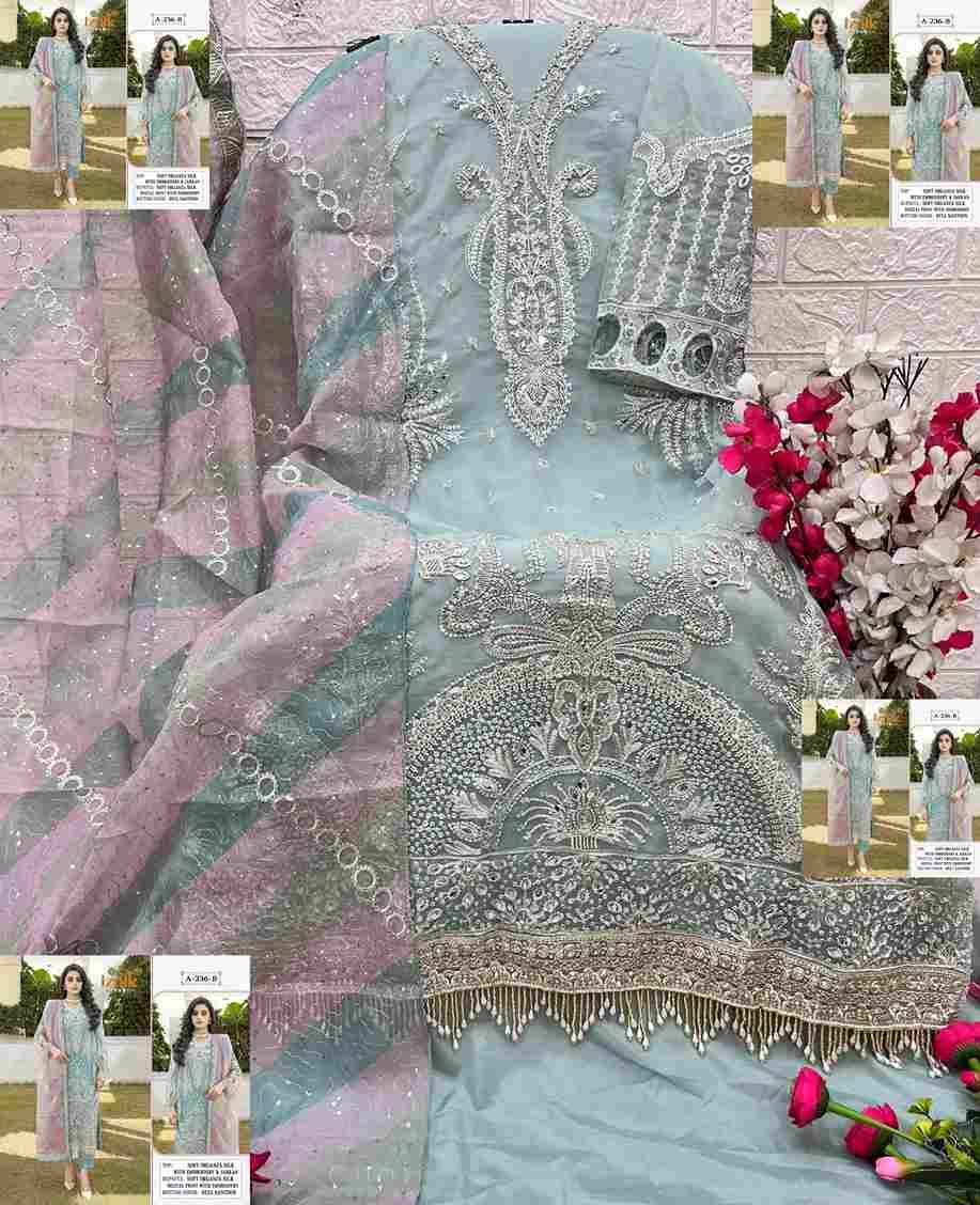 Iznik 236 Colours By Iznik Fab 236-A To 236-D Series Designer Pakistani Suits Beautiful Stylish Fancy Colorful Party Wear & Occasional Wear Organza Silk With Embroidery Dresses At Wholesale Price