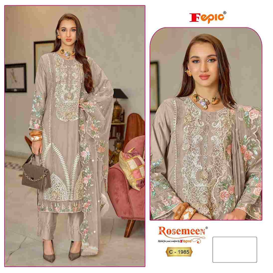 Fepic 1985 Colours By Fepic 1985-A To 1985-C Series Beautiful Pakistani Suits Colorful Stylish Fancy Casual Wear & Ethnic Wear Organza Embroidered Dresses At Wholesale Price