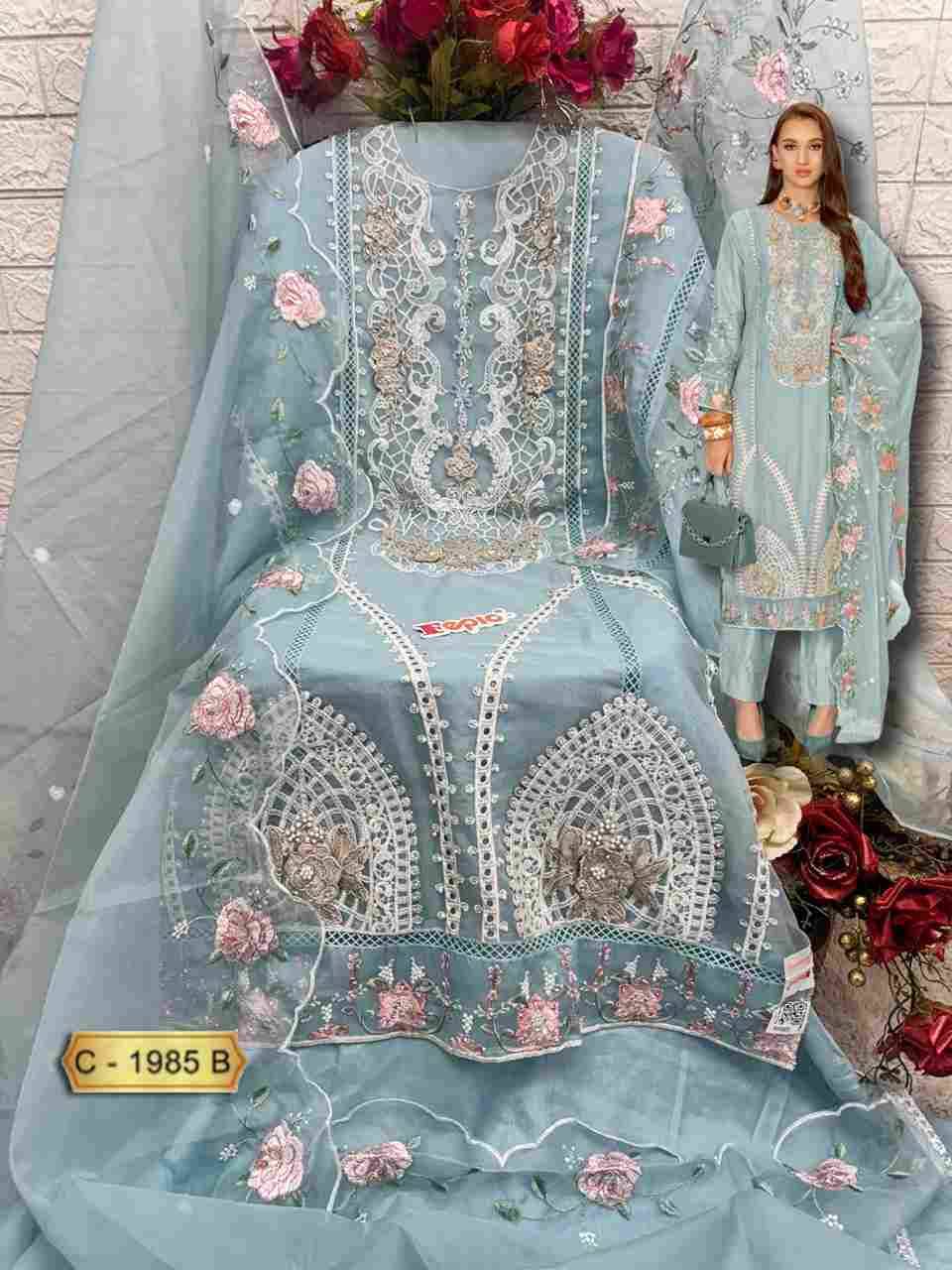 Fepic 1985 Colours By Fepic 1985-A To 1985-C Series Beautiful Pakistani Suits Colorful Stylish Fancy Casual Wear & Ethnic Wear Organza Embroidered Dresses At Wholesale Price