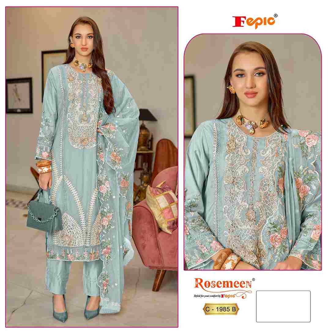 Fepic 1985 Colours By Fepic 1985-A To 1985-C Series Beautiful Pakistani Suits Colorful Stylish Fancy Casual Wear & Ethnic Wear Organza Embroidered Dresses At Wholesale Price