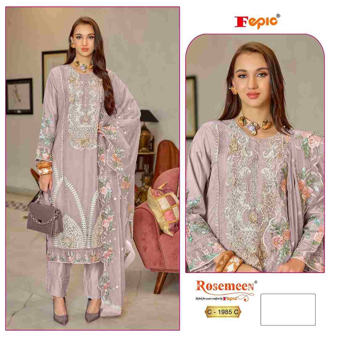 Fepic 1985 Colours By Fepic 1985-A To 1985-C Series Beautiful Pakistani Suits Colorful Stylish Fancy Casual Wear & Ethnic Wear Organza Embroidered Dresses At Wholesale Price