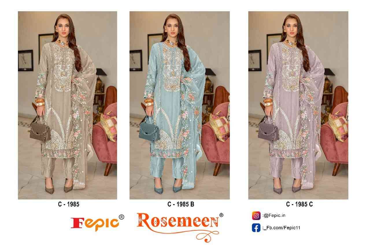Fepic 1985 Colours By Fepic 1985-A To 1985-C Series Beautiful Pakistani Suits Colorful Stylish Fancy Casual Wear & Ethnic Wear Organza Embroidered Dresses At Wholesale Price