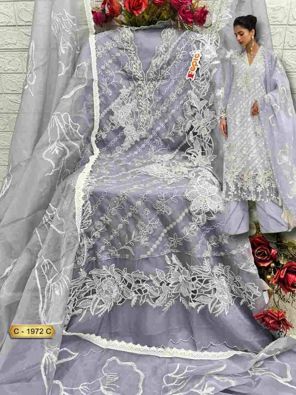 Fepic 1972 Colours By Fepic 1972-A To 1972-C Series Beautiful Pakistani Suits Stylish Fancy Colorful Party Wear & Occasional Wear Organza Embroidered Dresses At Wholesale Price