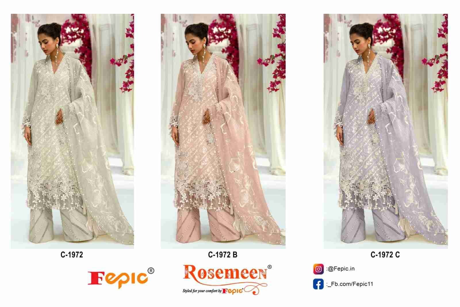 Fepic 1972 Colours By Fepic 1972-A To 1972-C Series Beautiful Pakistani Suits Stylish Fancy Colorful Party Wear & Occasional Wear Organza Embroidered Dresses At Wholesale Price