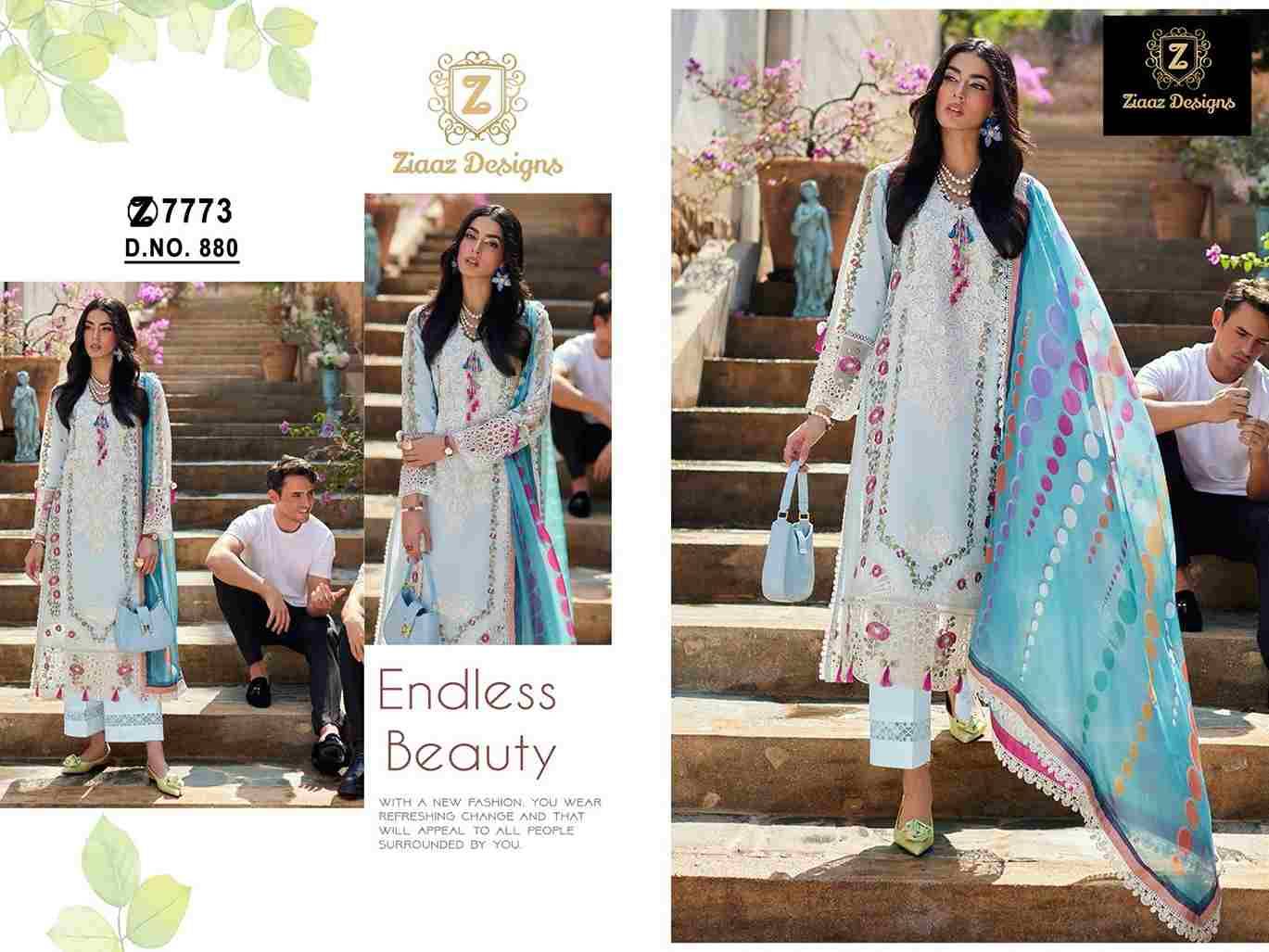 Ziaaz Designs Hit Design 880 By Ziaaz Designs Beautiful Pakistani Suits Colorful Stylish Fancy Casual Wear & Ethnic Wear Cambric Cotton Embroidered Dresses At Wholesale Price