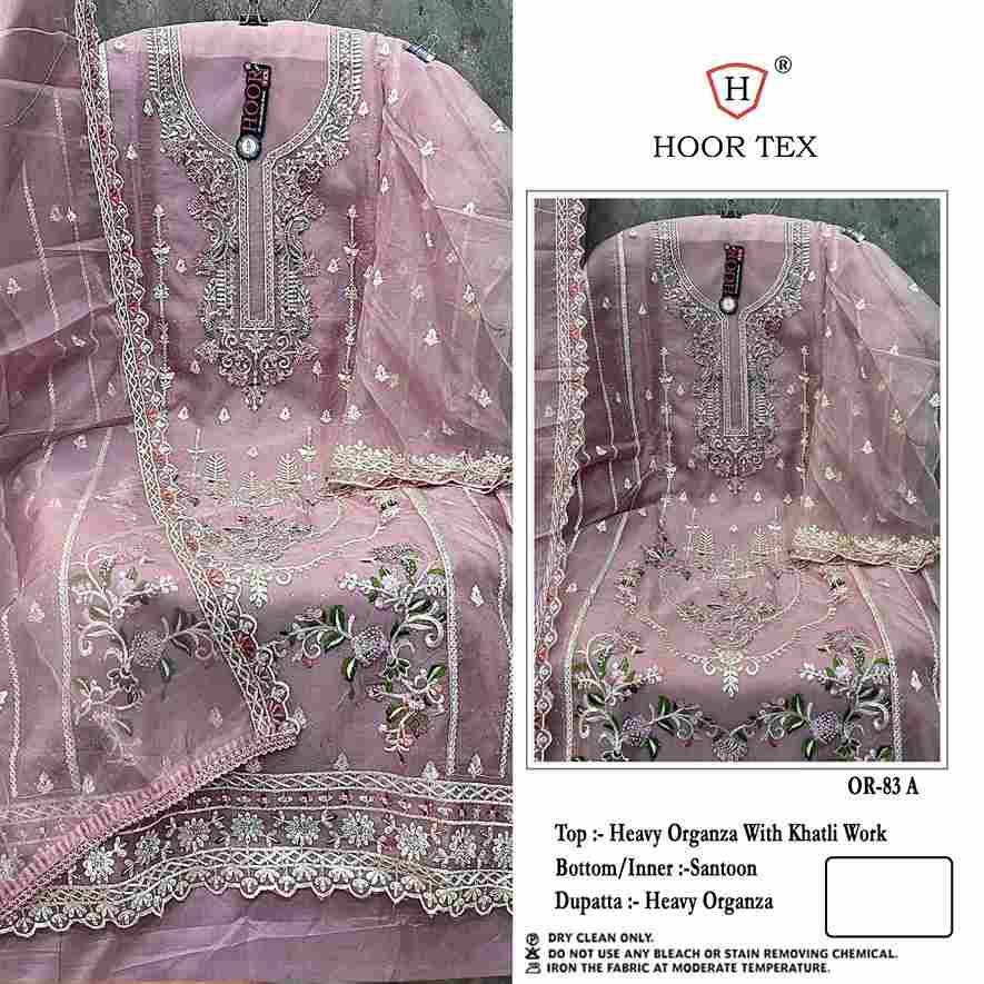 Hoor Tex Hit Design OR-83 Colours By Hoor Tex OR-83-A To OR-83-D Series Beautiful Pakistani Suits Stylish Colorful Fancy Casual Wear & Ethnic Wear Heavy Organza Embroidered Dresses At Wholesale Price