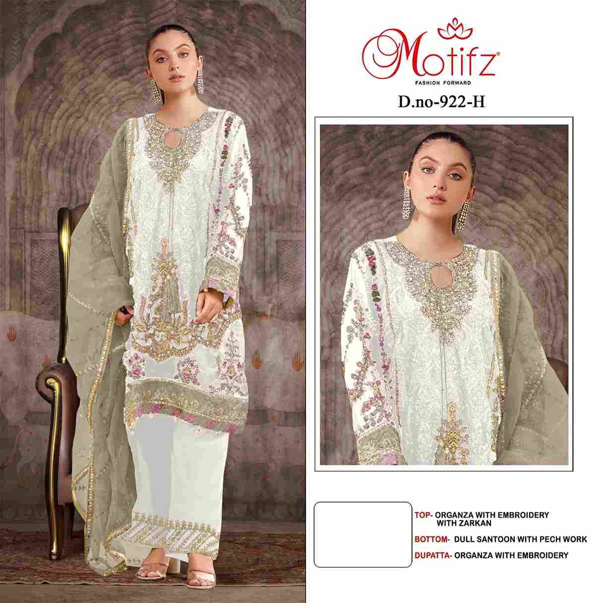 Motifz Hit Design 922 Colours By Motifz Beautiful Pakistani Suits Colorful Stylish Fancy Casual Wear & Ethnic Wear Organza Embroidered Dresses At Wholesale Price