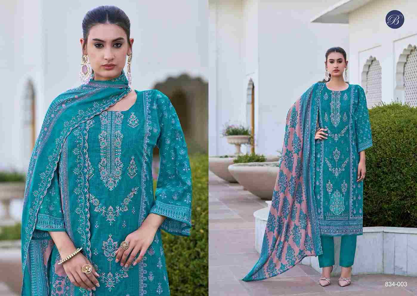 Zubiya Vol-3 By Belliza 834-001 To 834-006 Series Beautiful Festive Suits Stylish Fancy Colorful Casual Wear & Ethnic Wear Pure Cotton Print Dresses At Wholesale Price
