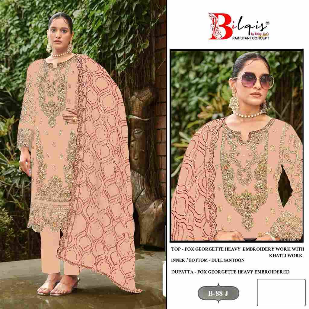 Bilqis 88 Colours Vol-3 By Bilqis 88-J To 88-M Series Beautiful Pakistani Suits Stylish Fancy Colorful Party Wear & Occasional Wear Faux Georgette Embroidery Dresses At Wholesale Price