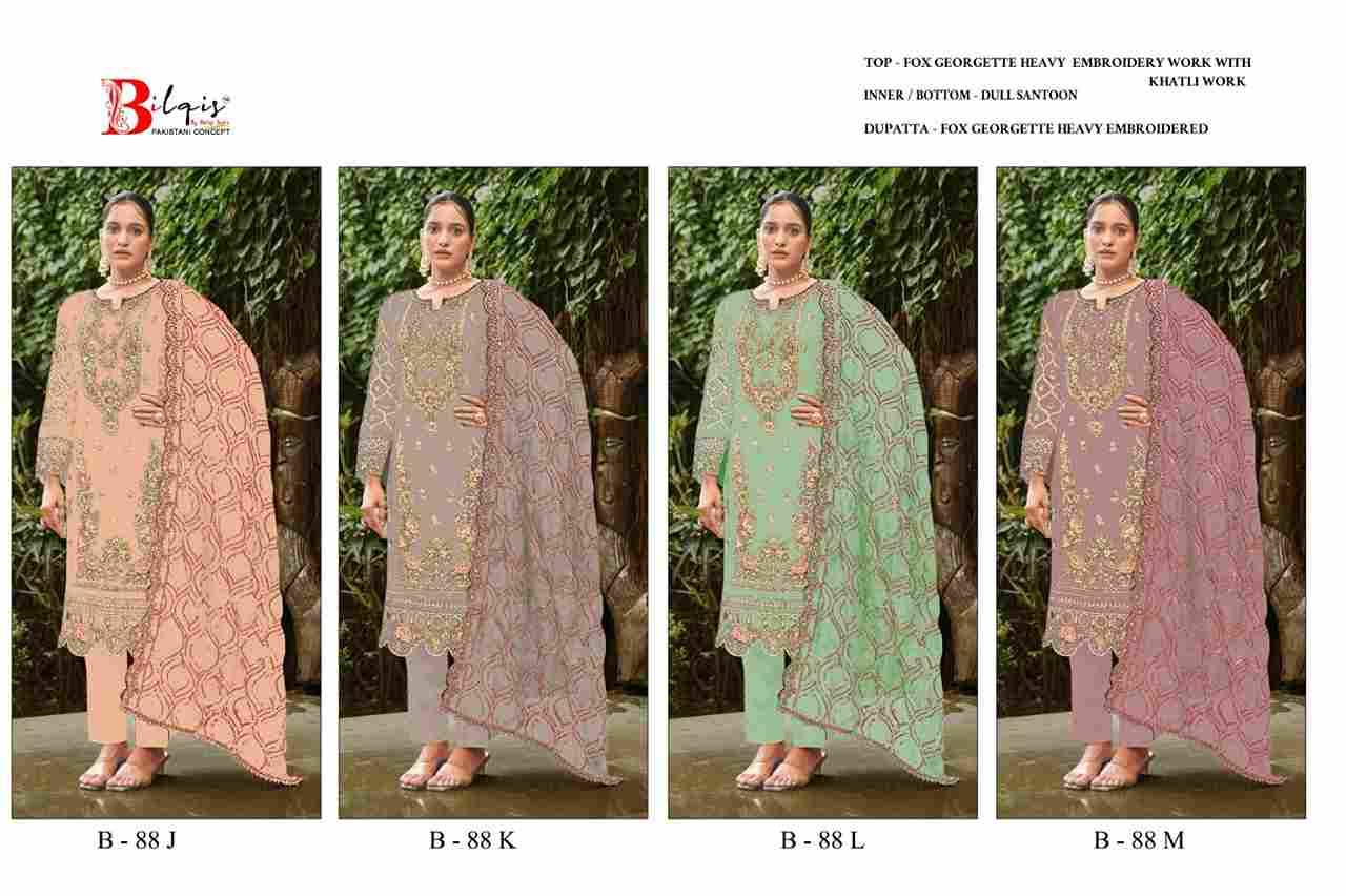 Bilqis 88 Colours Vol-3 By Bilqis 88-J To 88-M Series Beautiful Pakistani Suits Stylish Fancy Colorful Party Wear & Occasional Wear Faux Georgette Embroidery Dresses At Wholesale Price