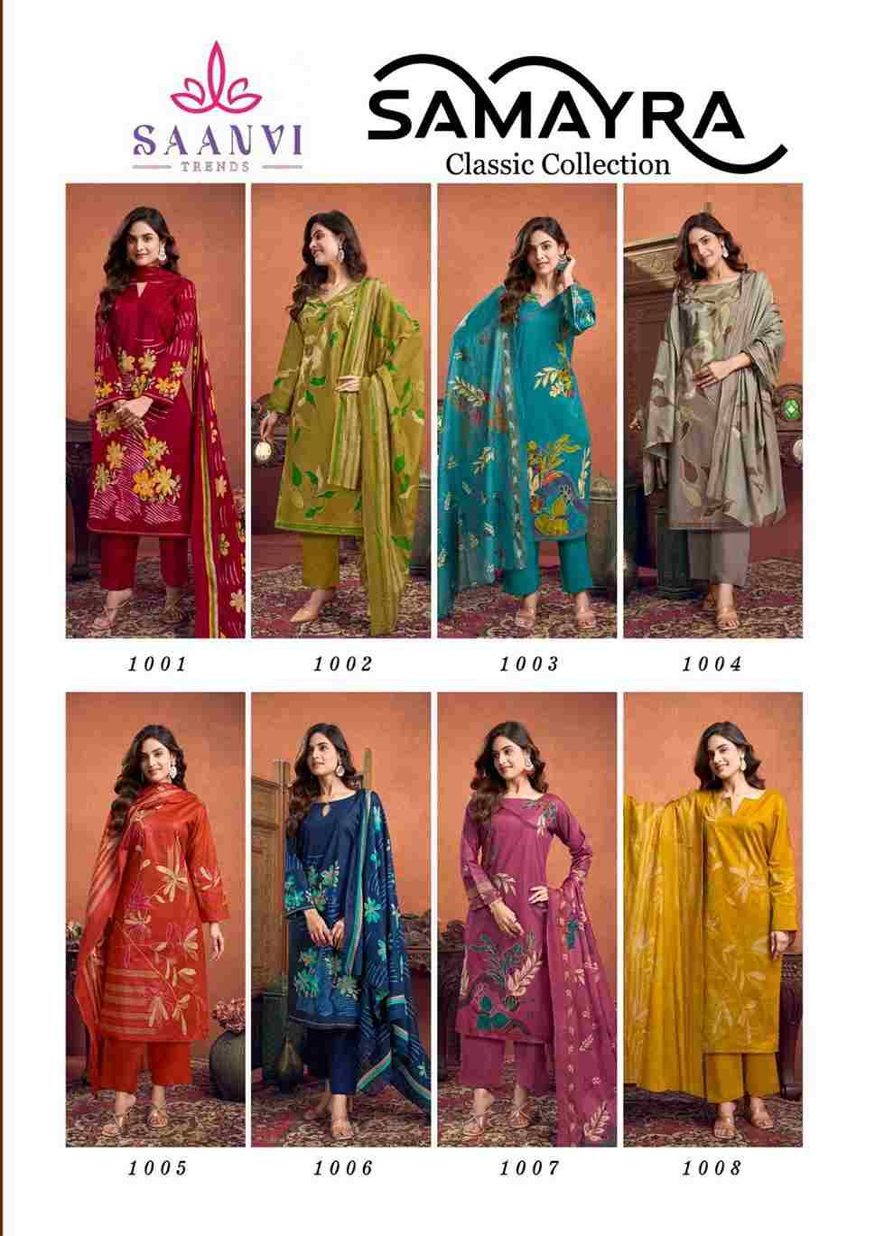 Samayra By Saanvi Trends 1001 To 1008 Series Beautiful Suits Colorful Stylish Fancy Casual Wear & Ethnic Wear Pure Cotton Print Dresses At Wholesale Price