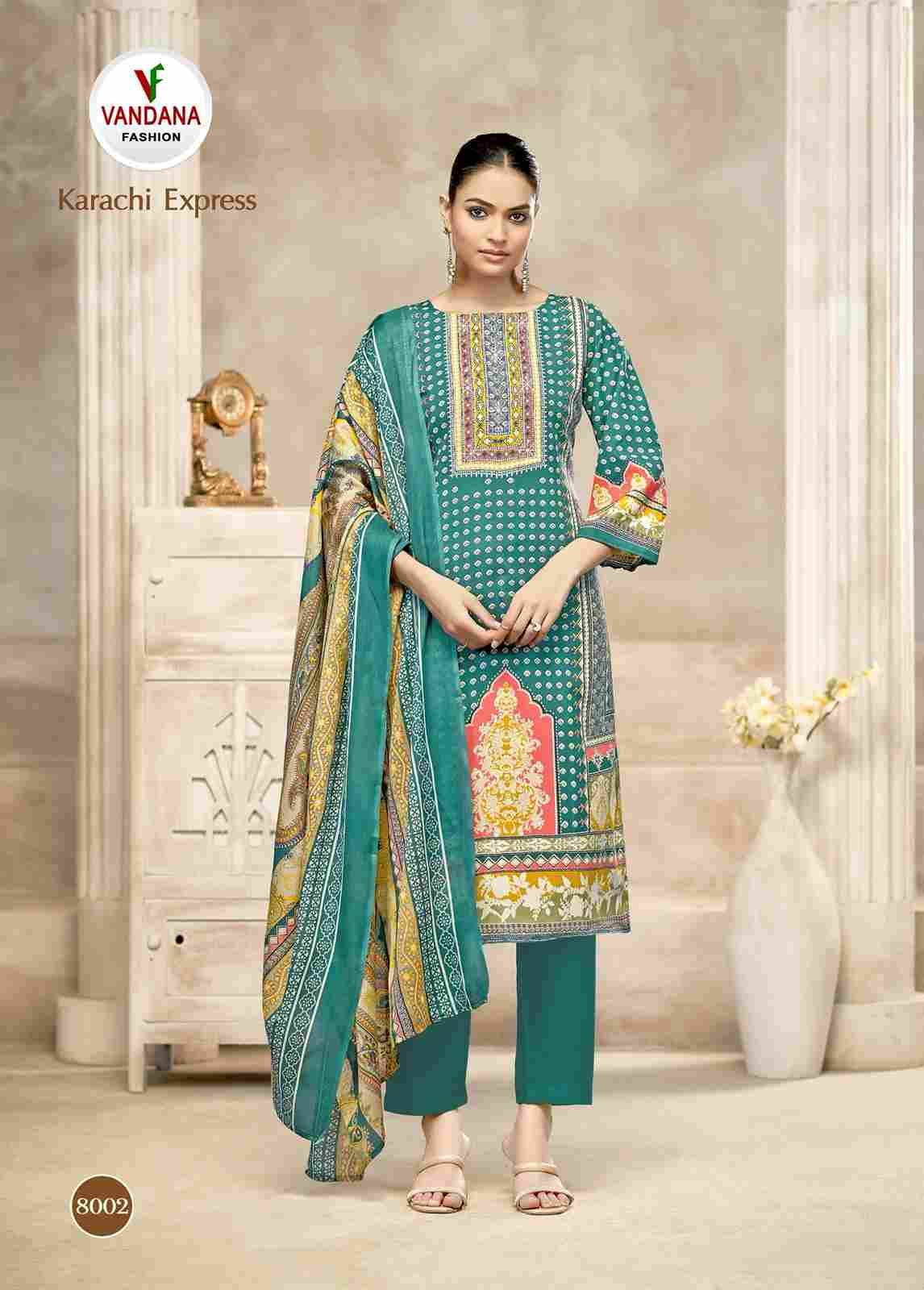 Karachi Express Vol-8 By Vandana Fashion 8001 To 8008 Series Beautiful Festive Suits Stylish Fancy Colorful Casual Wear & Ethnic Wear Soft Cotton Print Dresses At Wholesale Price