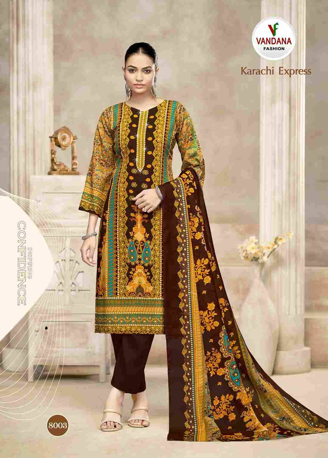 Karachi Express Vol-8 By Vandana Fashion 8001 To 8008 Series Beautiful Festive Suits Stylish Fancy Colorful Casual Wear & Ethnic Wear Soft Cotton Print Dresses At Wholesale Price