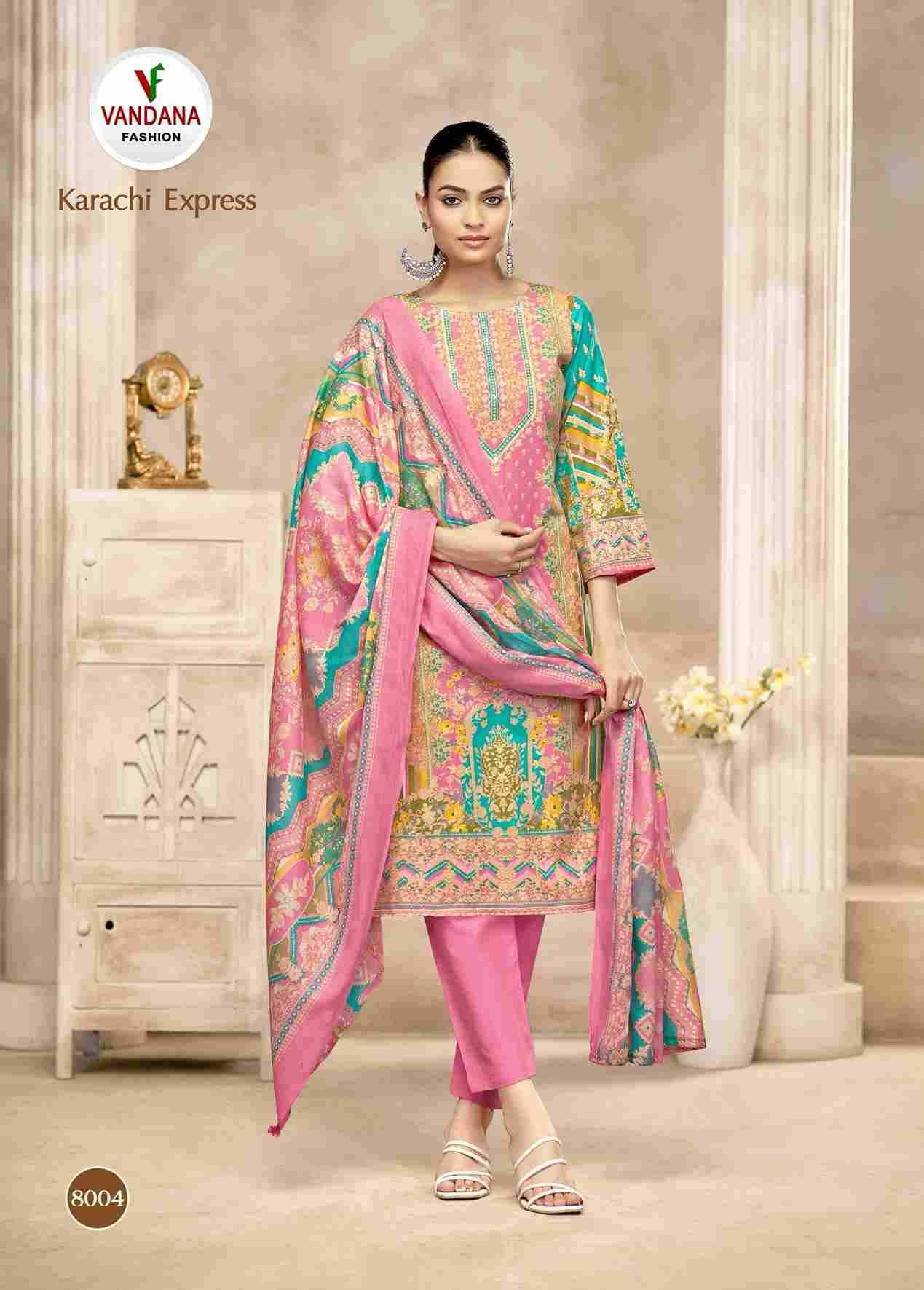 Karachi Express Vol-8 By Vandana Fashion 8001 To 8008 Series Beautiful Festive Suits Stylish Fancy Colorful Casual Wear & Ethnic Wear Soft Cotton Print Dresses At Wholesale Price