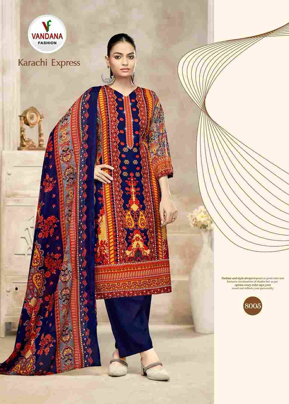 Karachi Express Vol-8 By Vandana Fashion 8001 To 8008 Series Beautiful Festive Suits Stylish Fancy Colorful Casual Wear & Ethnic Wear Soft Cotton Print Dresses At Wholesale Price
