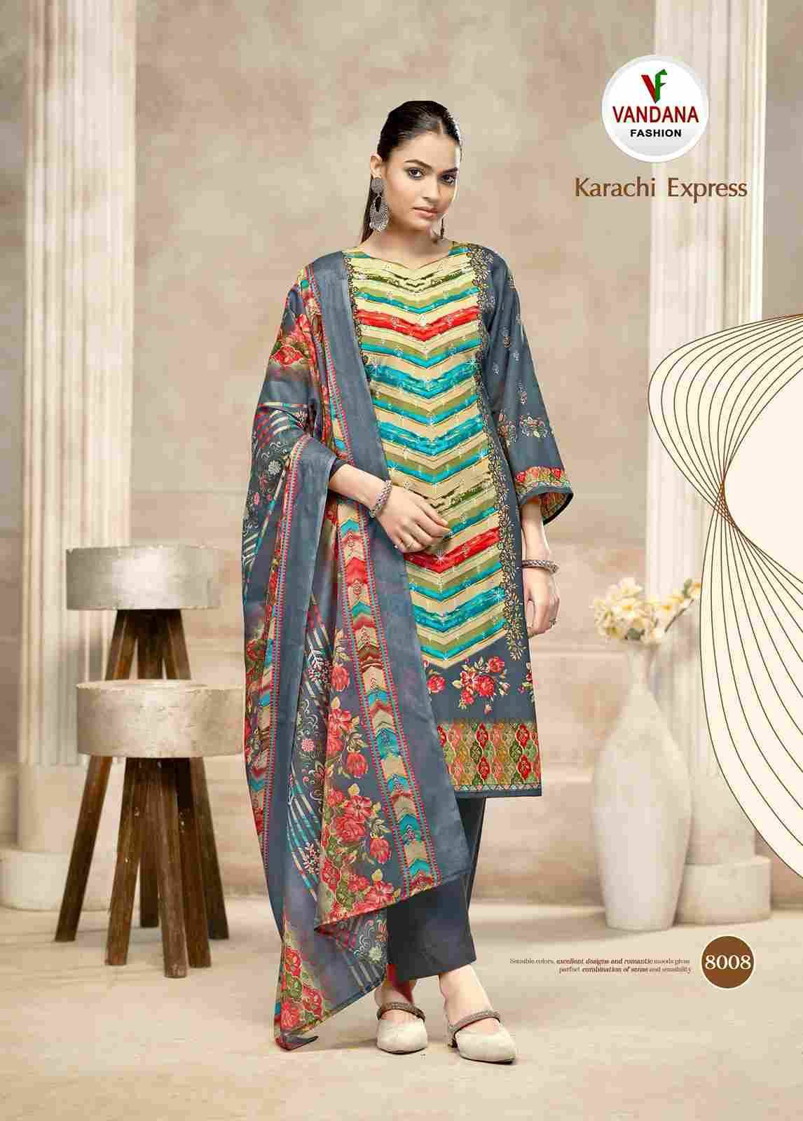 Karachi Express Vol-8 By Vandana Fashion 8001 To 8008 Series Beautiful Festive Suits Stylish Fancy Colorful Casual Wear & Ethnic Wear Soft Cotton Print Dresses At Wholesale Price