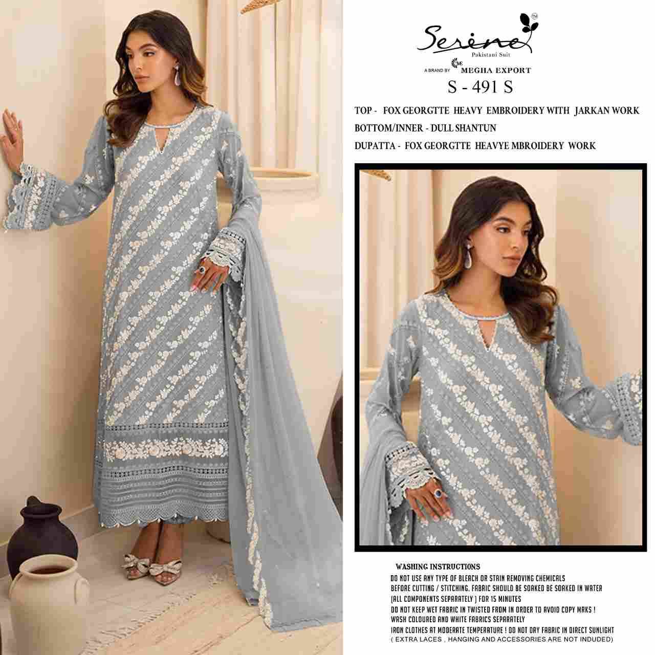 Serene Hit Design S-491 Colours Vol-5 By Serene S-491-Q To S-491-T Series Designer Pakistani Suits Beautiful Fancy Colorful Stylish Party Wear & Occasional Wear Faux Georgette Embroidered Dresses At Wholesale Price