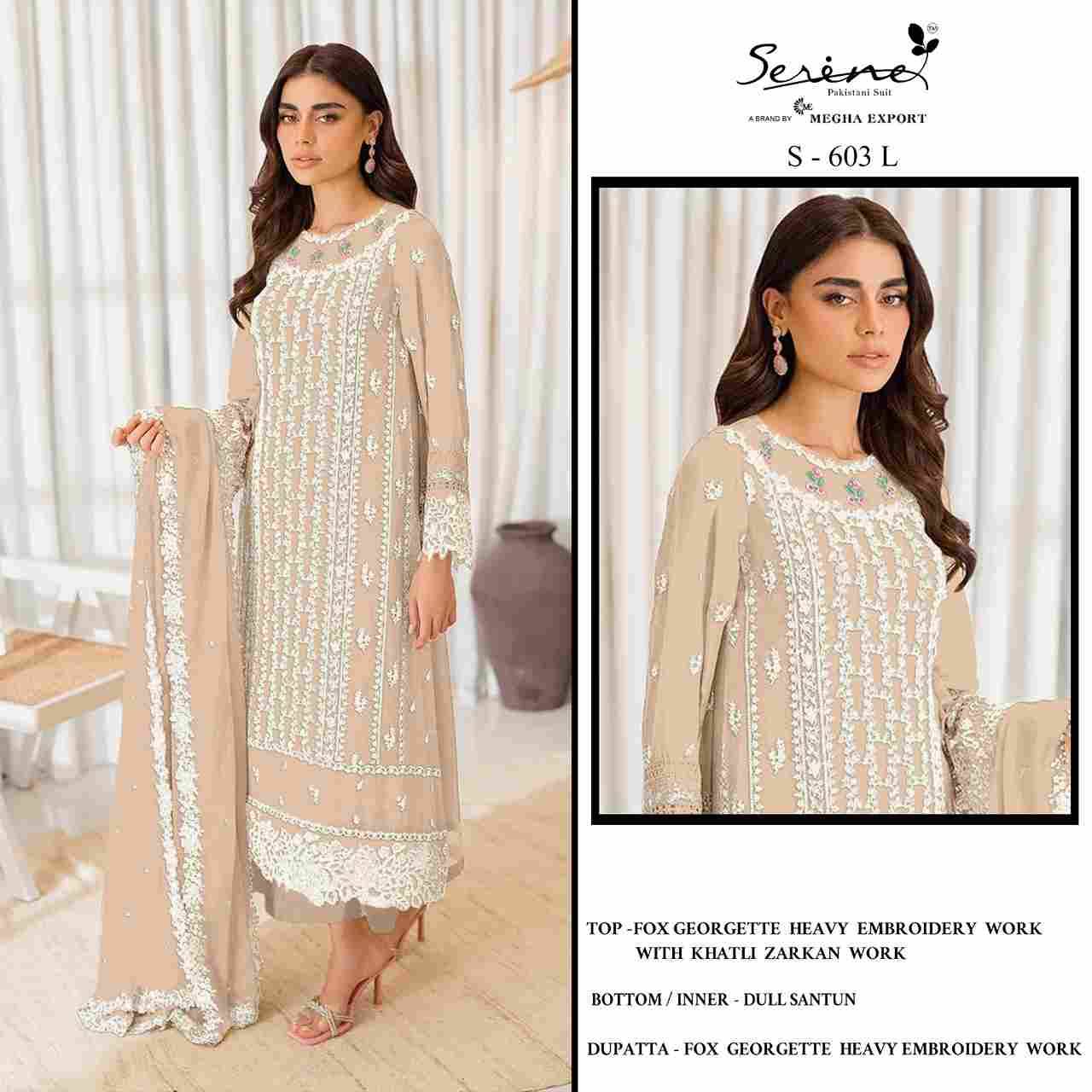 Serene Hit Design S-603 Colours Vol-3 By Serene S-603-I To S-603-L Series Designer Pakistani Suits Beautiful Fancy Colorful Stylish Party Wear & Occasional Wear Faux Georgette Embroidered Dresses At Wholesale Price