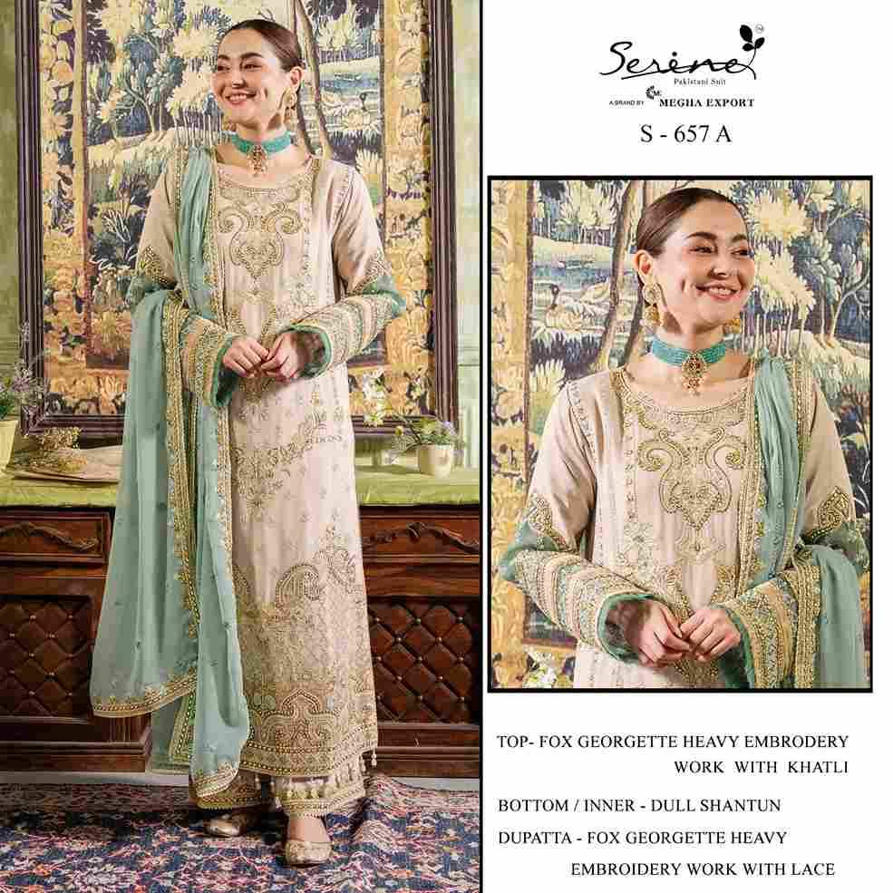 Serene Hit Design S-657 Colours By Serene S-657-A To S-657-D Series Designer Pakistani Suits Beautiful Fancy Colorful Stylish Party Wear & Occasional Wear Faux Georgette Embroidered Dresses At Wholesale Price