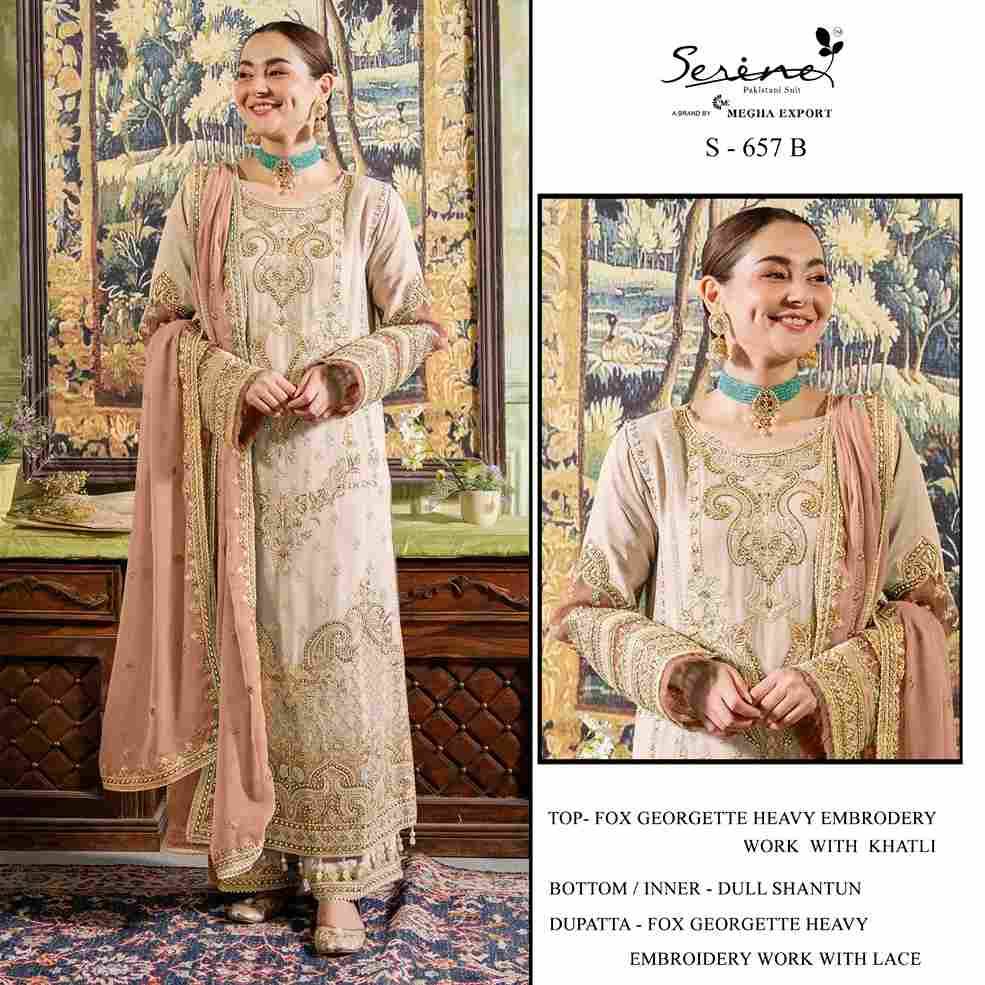 Serene Hit Design S-657 Colours By Serene S-657-A To S-657-D Series Designer Pakistani Suits Beautiful Fancy Colorful Stylish Party Wear & Occasional Wear Faux Georgette Embroidered Dresses At Wholesale Price
