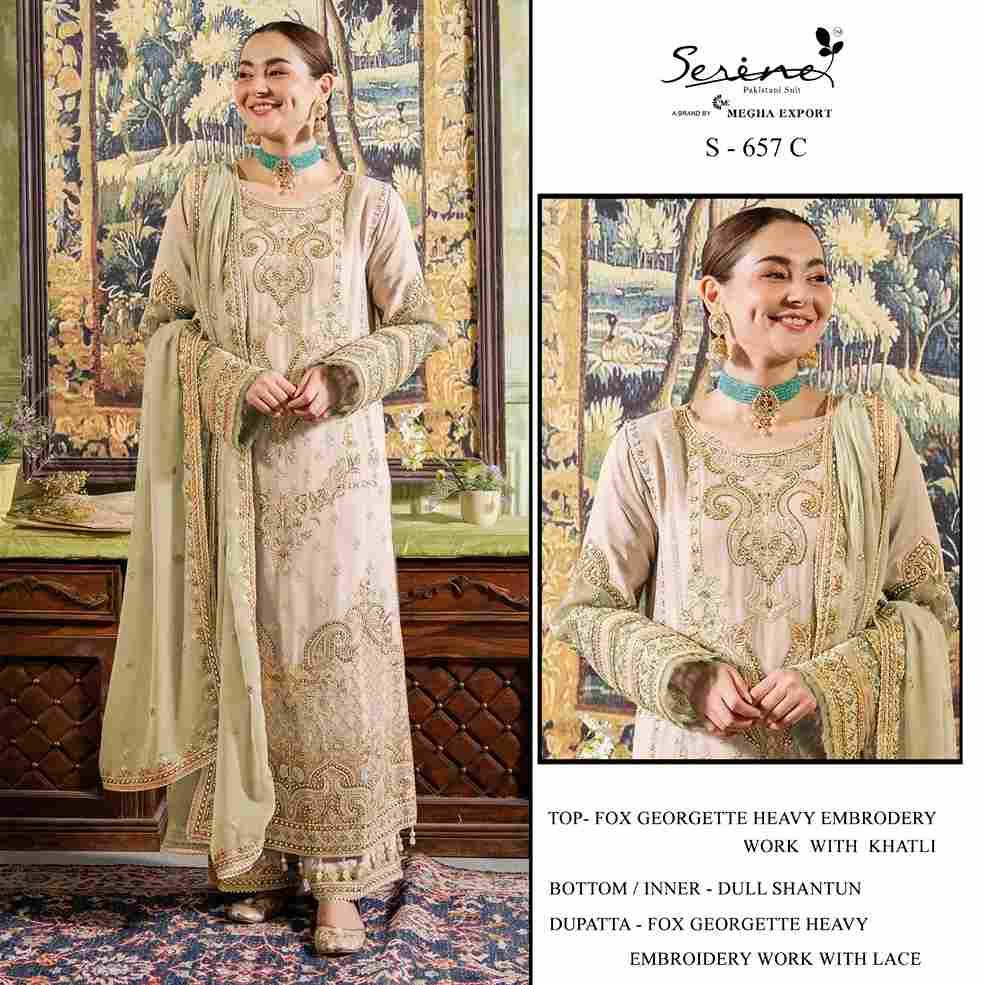 Serene Hit Design S-657 Colours By Serene S-657-A To S-657-D Series Designer Pakistani Suits Beautiful Fancy Colorful Stylish Party Wear & Occasional Wear Faux Georgette Embroidered Dresses At Wholesale Price
