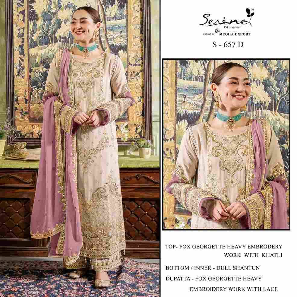 Serene Hit Design S-657 Colours By Serene S-657-A To S-657-D Series Designer Pakistani Suits Beautiful Fancy Colorful Stylish Party Wear & Occasional Wear Faux Georgette Embroidered Dresses At Wholesale Price