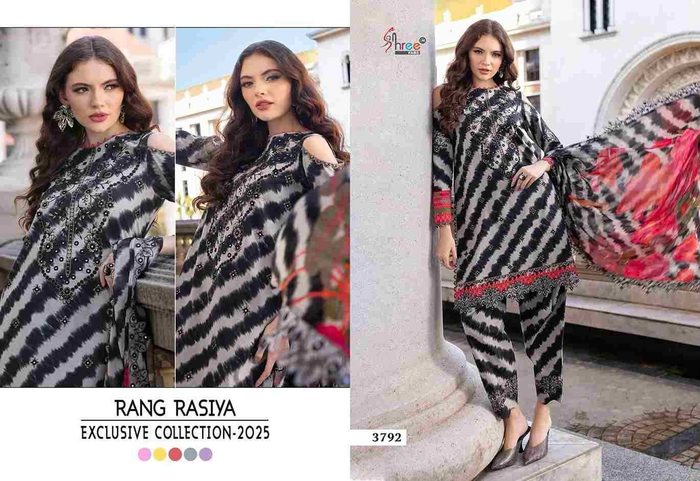 Rang Rasiya Exclusive Collection-2025 By Shree Fabs 3791 To 3795 Series Beautiful Pakistani Suits Colorful Stylish Fancy Casual Wear & Ethnic Wear Pure Cotton Embroidered Dresses At Wholesale Price
