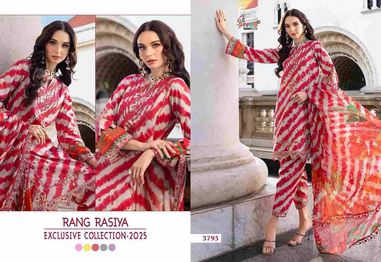 Rang Rasiya Exclusive Collection-2025 By Shree Fabs 3791 To 3795 Series Beautiful Pakistani Suits Colorful Stylish Fancy Casual Wear & Ethnic Wear Pure Cotton Embroidered Dresses At Wholesale Price