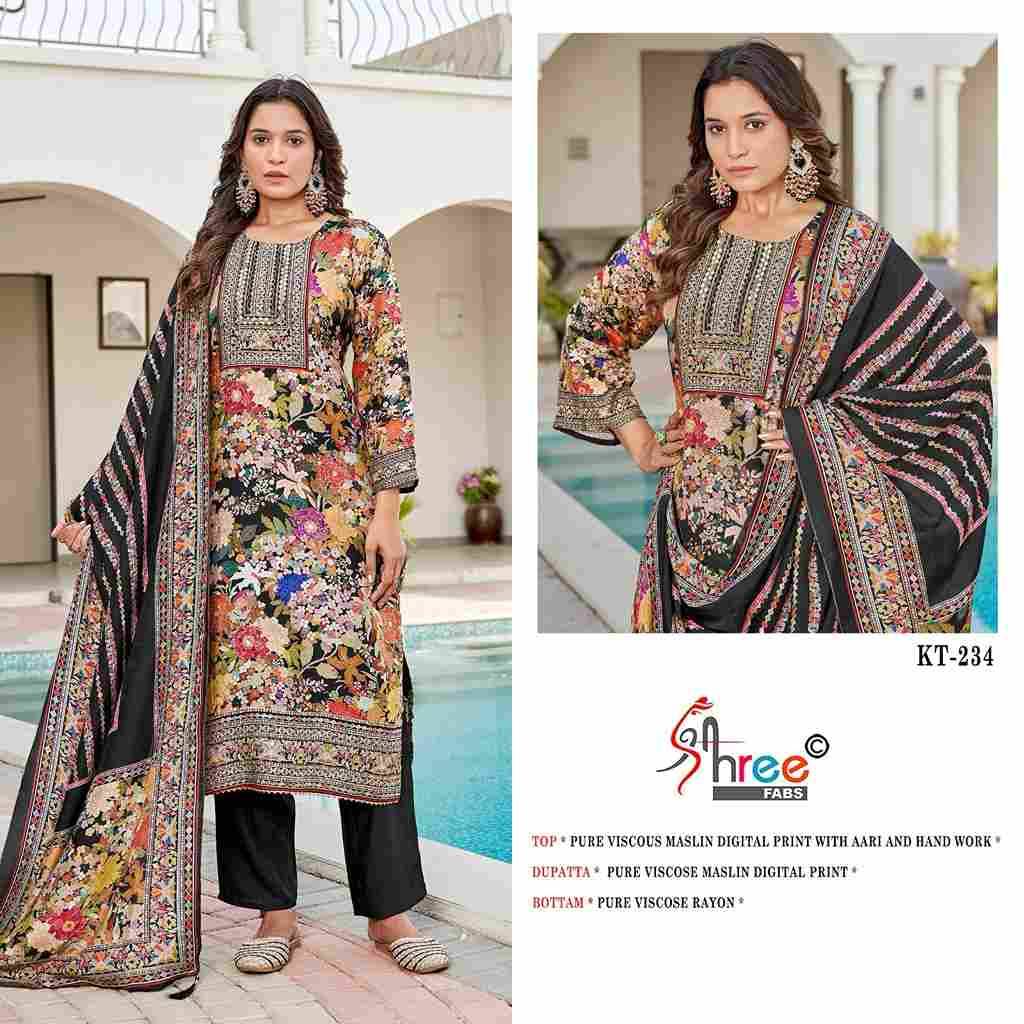 Shree Fabs Hit Design KT-234 Colours By Shree Fabs KT-234 To KT-234-A Series Designer Pakistani Suits Beautiful Fancy Stylish Colorful Party Wear & Occasional Wear Pure Viscose Muslin Embroidery Dresses At Wholesale Price