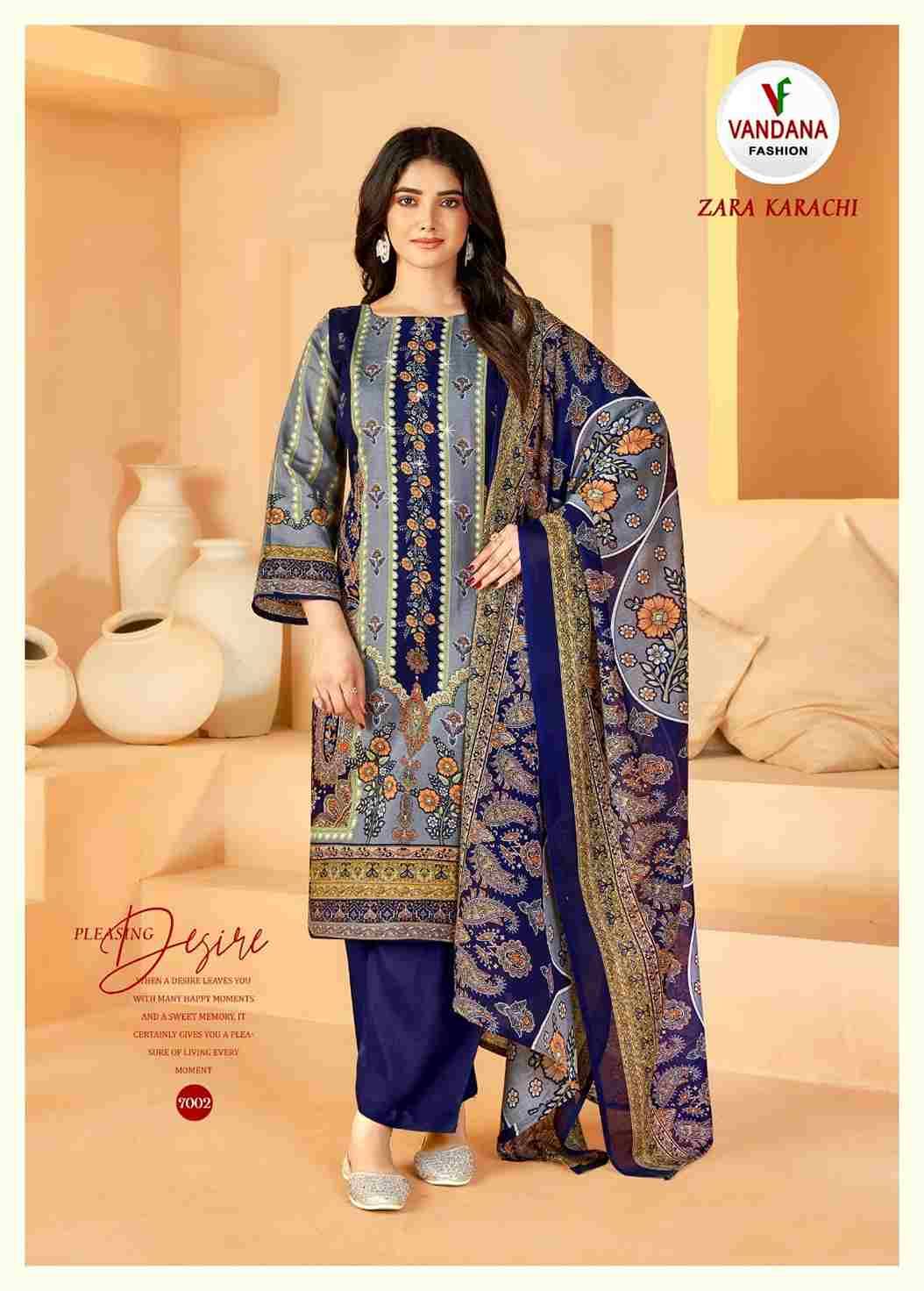 Zara Karachi Vol-7 By Vandana 7001 To 7008 Series Beautiful Festive Suits Colorful Stylish Fancy Casual Wear & Ethnic Wear Pure Cotton Digital Print Dresses At Wholesale Price
